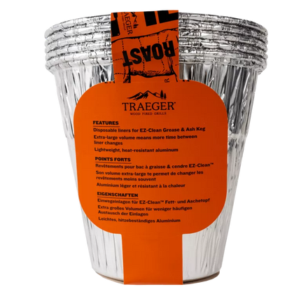 TRAEGER EZ-CLEAN GREASE & ASH KEG LINER 5 PACK Accessories for Barbeques Traeger