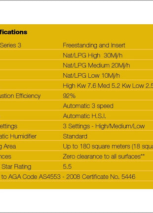 Archer Free Standing Heater | Rear Flue | FS100 Gas Log Fire Archer