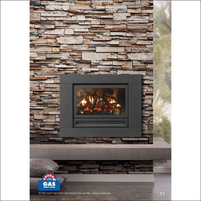 Archer Gas Log Fire | IS700 | Charcoal Finish Gas Log Fire Archer