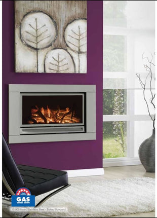 Archer Gas Log Fire | IS700 | Stainless Finish Gas Log Fire Archer