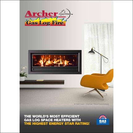 Archer Gas Log Fire | IS900 | Charcoal Finish Gas Log Fire Archer