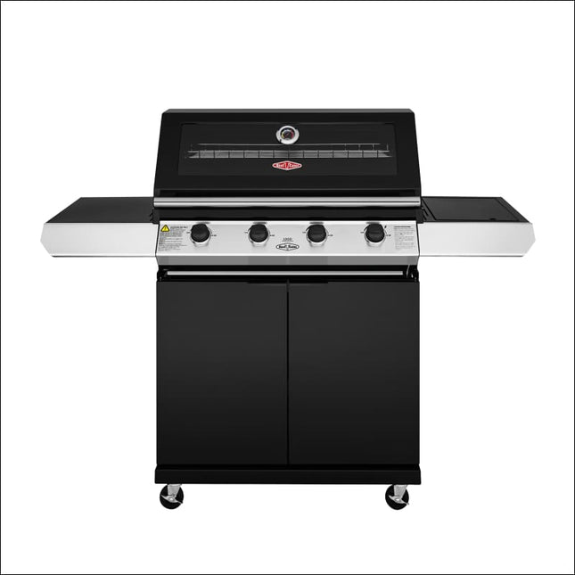 BeefEater 1200 Series 4 burner BBQ & trolley with side burner - black enamel Gas Barbecues BeefEater Barbecues   