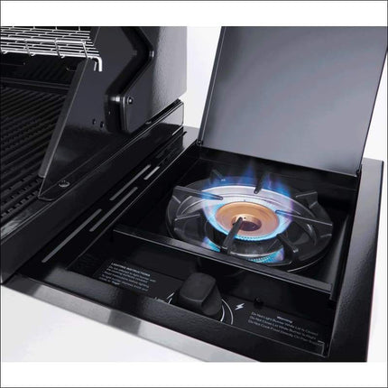 BeefEater 1200 Series 4 burner BBQ & trolley with side burner - black enamel Gas Barbecues BeefEater Barbecues   