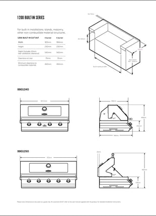 BeefEater 1200 Series 5 burner built In BBQ | stainless steel Inbuilt Barbecues BeefEater Barbecues   