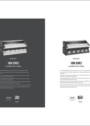 BeefEater 1600 Series 5 burner built In BBQ | stainless steel Inbuilt Barbecues BeefEater Barbecues   