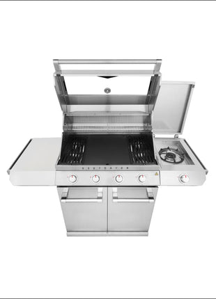 7000 Classic 4 burner BBQ | side burner & trolley | stainless steel Gas Barbecues BeefEater Barbecues   
