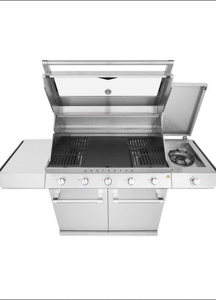 BEEFEATER 7000 Classic 5 burner BBQ | side burner & trolley | stainless steel Gas Barbecues BeefEater Barbecues   