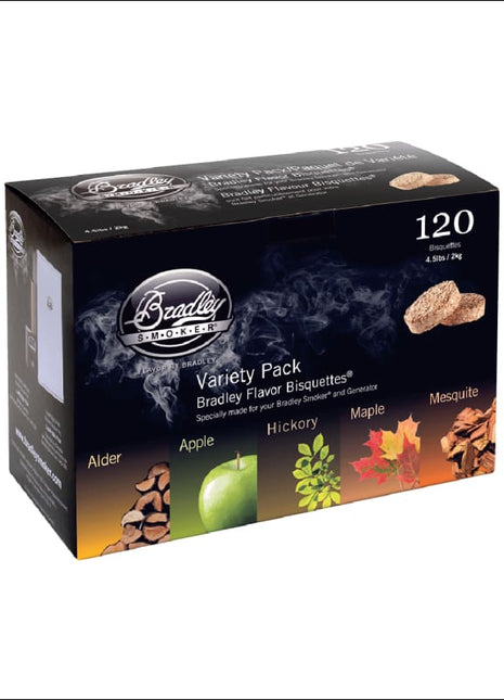 Bradley Smoker Wood Bisquettes, 5 Flavour Variety Pack Accessories for Barbeques Hark   