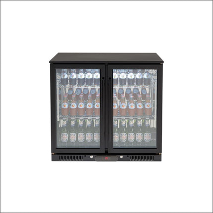 Euro | 208L Double Glass Doors Black Beverage Cooler Backyard Kitchens Euro   