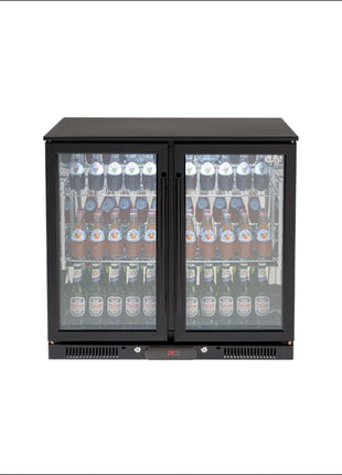 Euro | 208L Double Glass Doors Black Beverage Cooler Backyard Kitchens Euro   