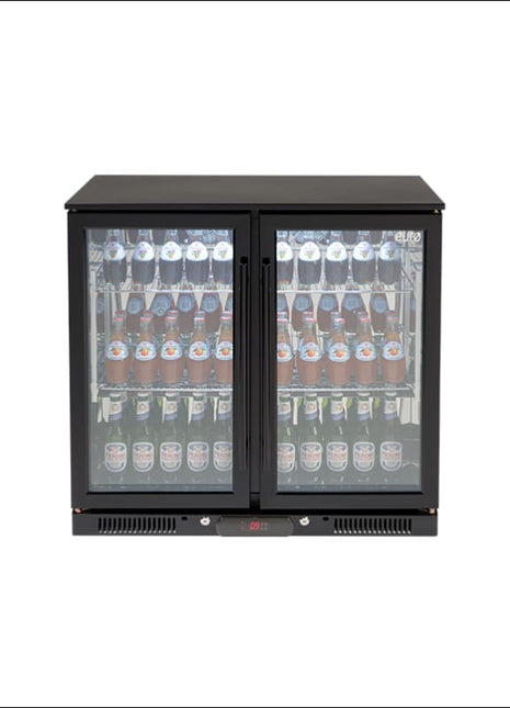 Euro | 208L Double Glass Doors Black Beverage Cooler Backyard Kitchens Euro   