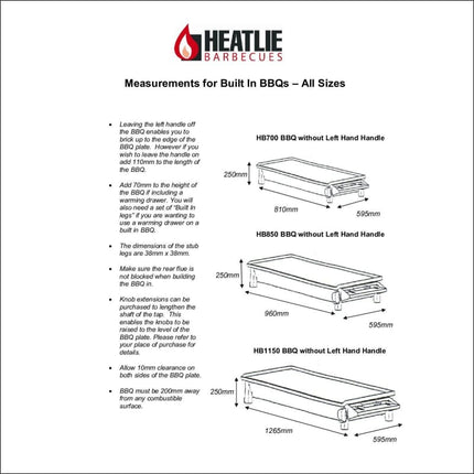 Heatlie 1150 Stainless Steel | INBUILT flat plate BBQ with lid Gas Barbecues Heatlie   