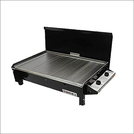 Heatlie 700 Powder Coated Black | INBUILT flat plate BBQ with lid Gas Barbecues Heatlie   