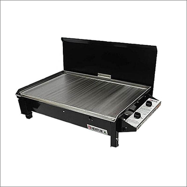 Heatlie 700 Powder Coated Black | INBUILT flat plate BBQ with lid Gas Barbecues Heatlie   