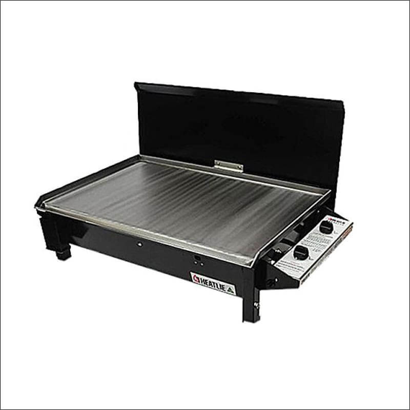 Heatlie 700 Powder Coated Black INBUILT flat plate BBQ with lid
