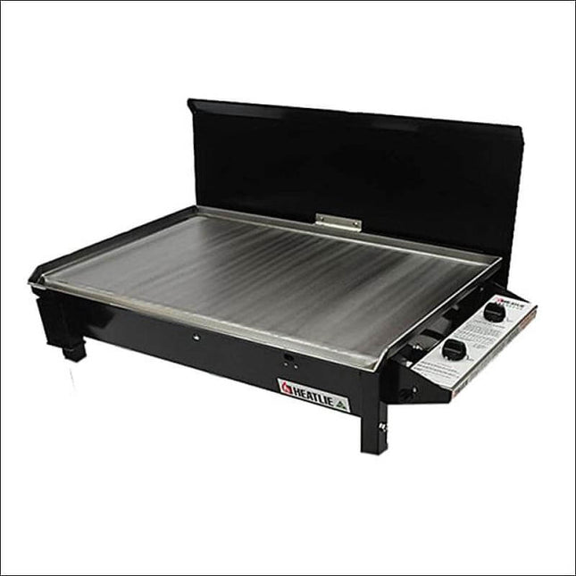 Heatlie 850 Powder Coated Black | INBUILT flat plate BBQ with lid Gas Barbecues Heatlie   