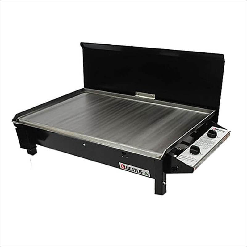 Heatlie 850 Powder Coated Black INBUILT flat plate BBQ with lid