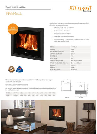 Masport INVERELL Inbuilt - Heats up to 250m² Insert Wood Heater Masport Heating