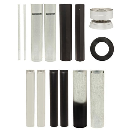 Maxiheat 6 inch Flue Kit | Air Cooled | Metallic Black Wood Heater Maxiheat   