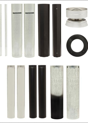 Maxiheat 6 inch Flue Kit | Air Cooled | Metallic Black Wood Heater Maxiheat   