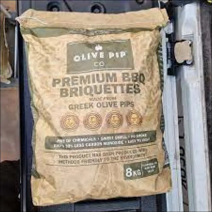 OLIVE PIP PREMIUM BBQ BRIQUETTES | 8KG BAGS Barbecue Fuel Hot Things - Barbecues, Heaters, Outdoor Kitchens   