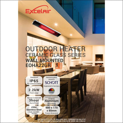 Excelair 2.2kw Ceramic Glass Outdoor Heater Heater Excelair   