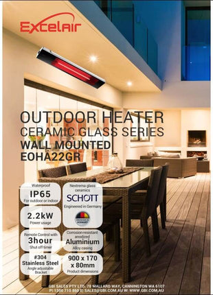Excelair 2.2kw Ceramic Glass Outdoor Heater Heater Excelair   