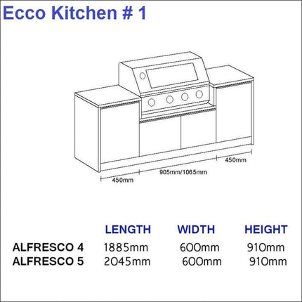 Outdoor Kitchen - Ecco 1, up to 2045mm  Hot Things - Barbecues, Heaters, Outdoor Kitchens   