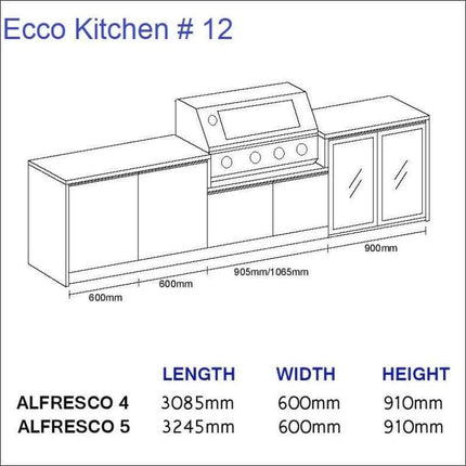 Outdoor Kitchen - Ecco 12, up to 3245mm  Hot Things - Barbecues, Heaters, Outdoor Kitchens   