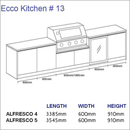 Outdoor Kitchen - Ecco 13, up to 3545mm  Hot Things - Barbecues, Heaters, Outdoor Kitchens   