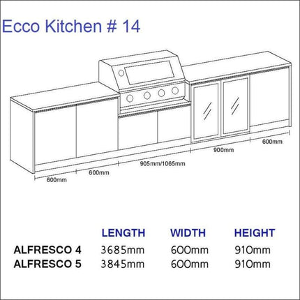 Outdoor Kitchen - Ecco 14, up to 3845mm  Hot Things - Barbecues, Heaters, Outdoor Kitchens   