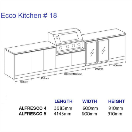Outdoor Kitchen - Ecco 18, up to 4145mm  Hot Things - Barbecues, Heaters, Outdoor Kitchens   