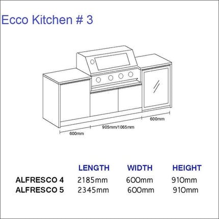 Outdoor Kitchen - Ecco 3, up to 2345mm  Hot Things - Barbecues, Heaters, Outdoor Kitchens   