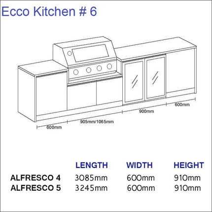Outdoor Kitchen - Ecco 6, up to 3245mm  Hot Things - Barbecues, Heaters, Outdoor Kitchens   