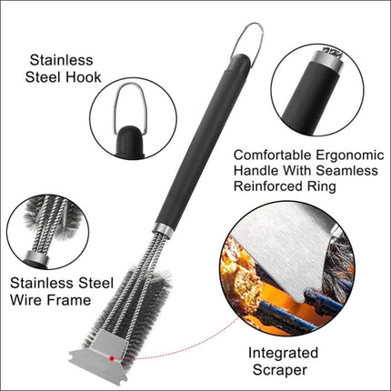 Stainless Steel Grill Brush with Scraper  Hot Things - Barbecues, Heaters, Outdoor Kitchens Barbecues and Heaters   